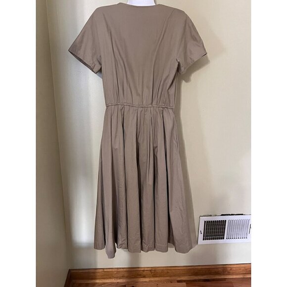 J.G. Hook Button-Down Pleated ShirtDress Size 10 Tan Pockets Demure - Picture 6 of 12